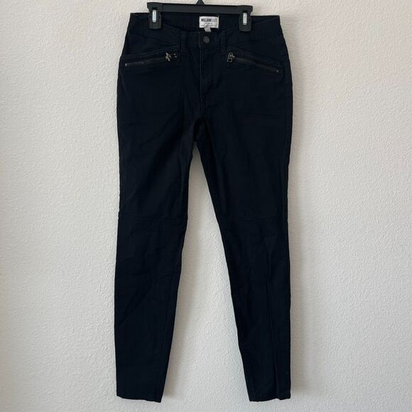 William Rast Black Junior 27 Zip Pocket Ankle Jane Skinny Jeans Biker Cyber Punk - Picture 2 of 7
